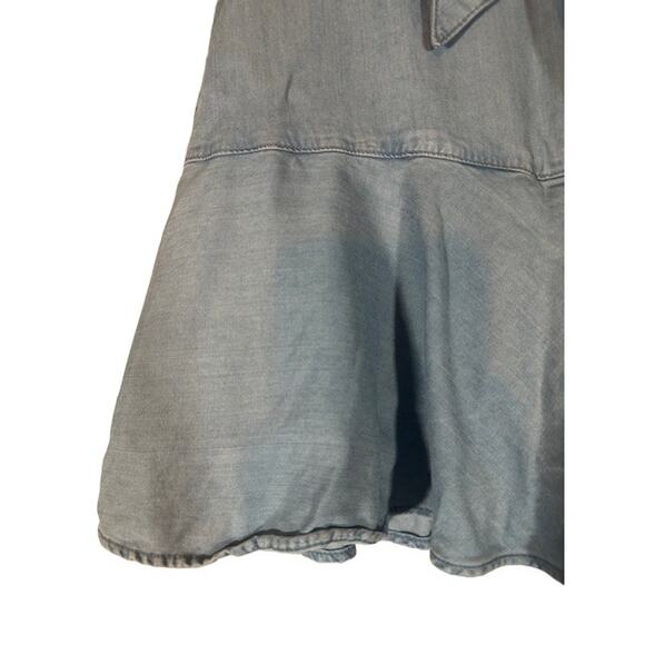 Zara Light Blue Denim Belted Side Zipper A-line Mini Skirt Women Sz M - Picture 3 of 9